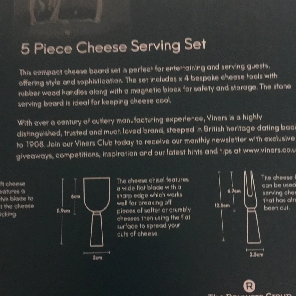 VINERS 5 PIECE CHEESE SERVING SET